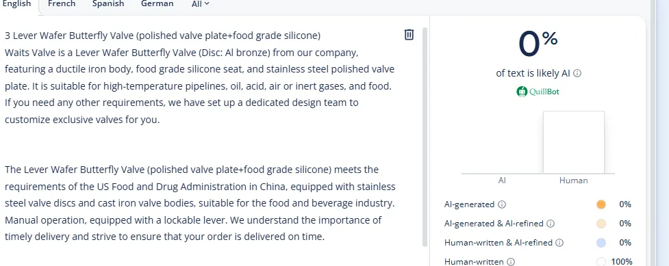 Lever Wafer Concentric Butterfly Valve Polished Disc